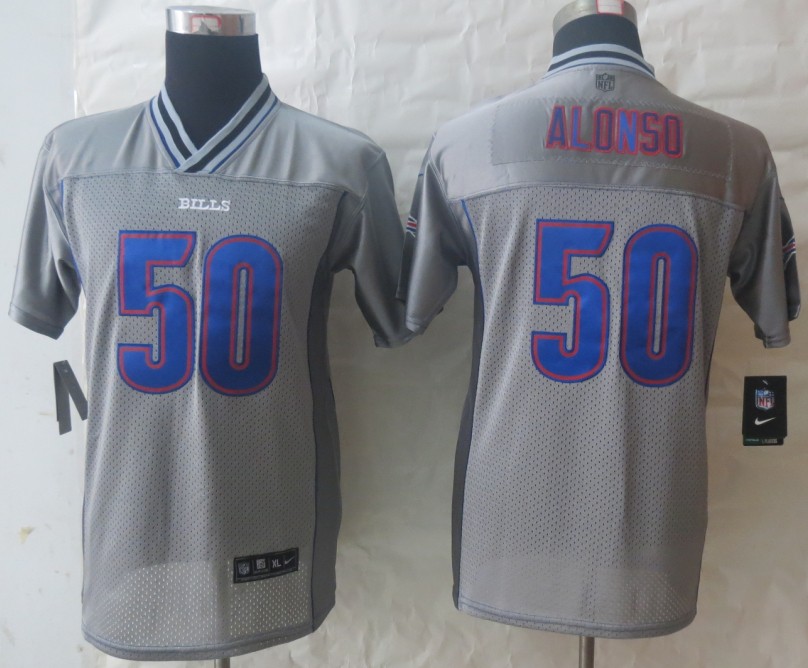Nike Bills 50 Alonso Grey Vapor Kids Jerseys