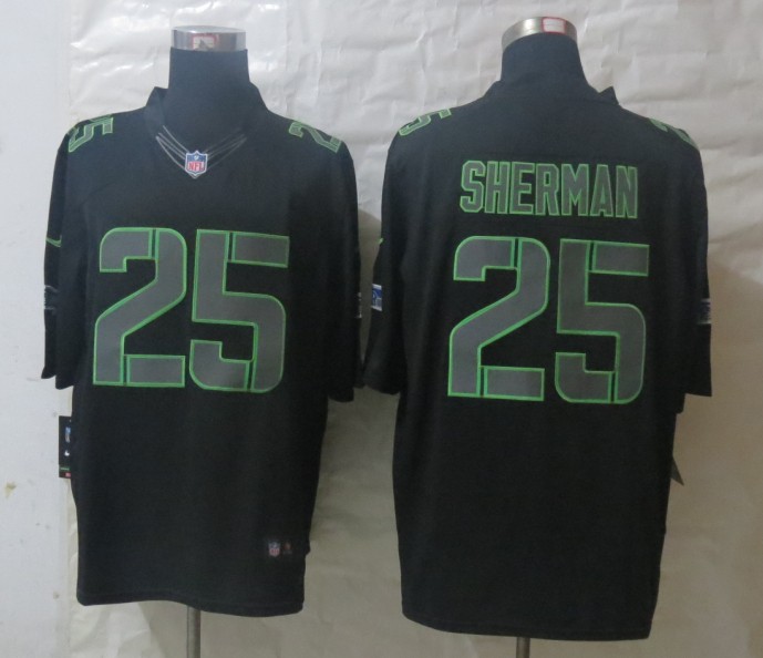 Nike Seahawks 25 Sherman Black Impact Limited Jerseys