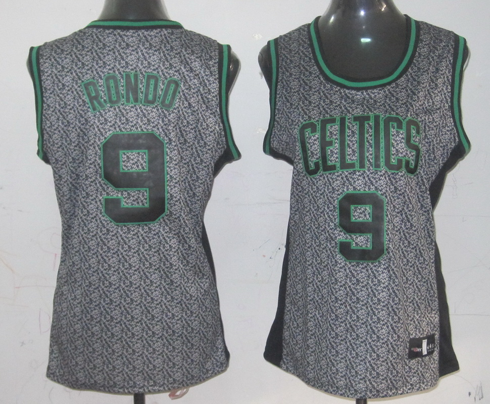 Celtics 9 Rondo Grey Gride Women Jersey - Click Image to Close