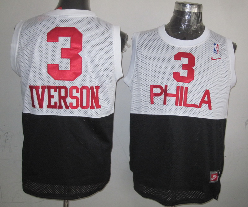 76ers 3 Allen Iverson 95 Swingman white black jerseys