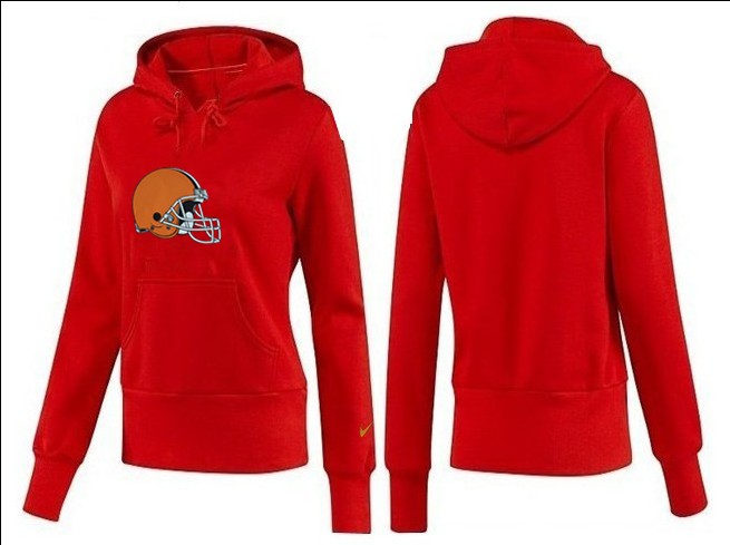 Nike Browns Team Logo Red Women Pullover Hoodies 02