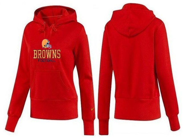 Nike Browns Team Logo Red Women Pullover Hoodies 03