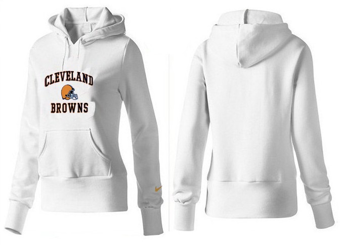 Nike Browns Team Logo White Women Pullover Hoodies 02