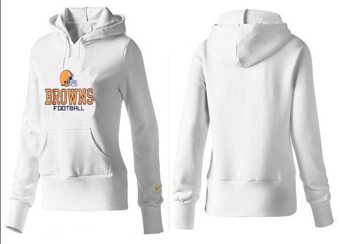 Nike Browns Team Logo White Women Pullover Hoodies 04