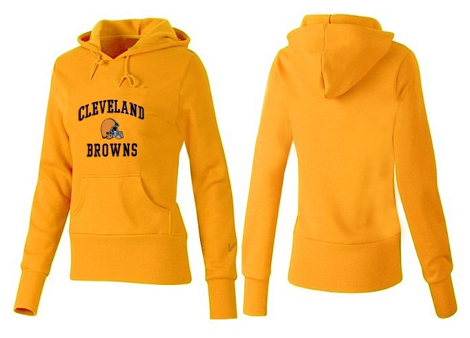 Nike Browns Team Logo Yellow Women Pullover Hoodies 01