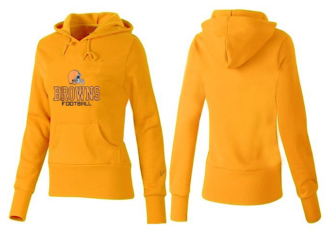 Nike Browns Team Logo Yellow Women Pullover Hoodies 03
