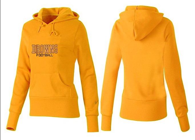Nike Browns Team Logo Yellow Women Pullover Hoodies 04