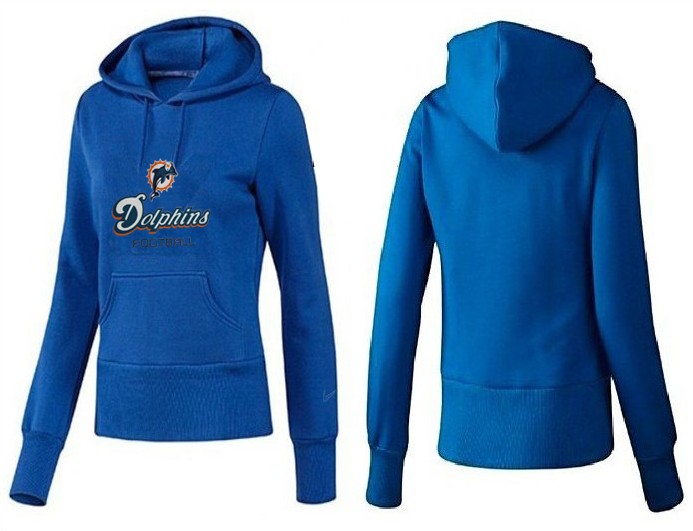 Nike Dolphins Team Logo Blue Women Pullover Hoodies 03