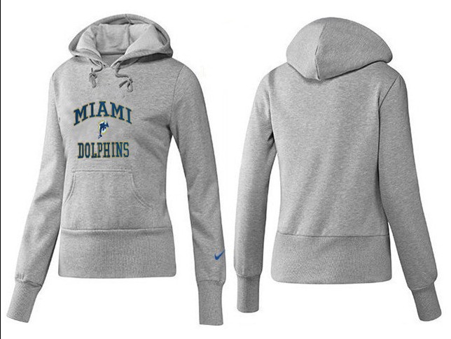 Nike Dolphins Team Logo Grey Women Pullover Hoodies 02