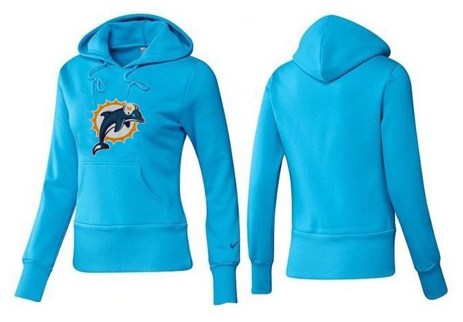 Nike Dolphins Team Logo L.Blue Women Pullover Hoodies 01