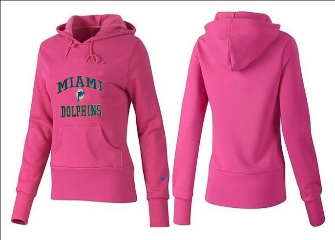 Nike Dolphins Team Logo Pink Women Pullover Hoodies 03