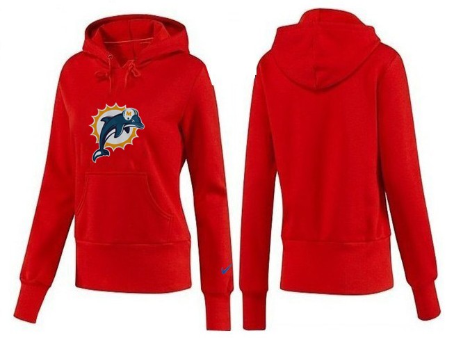 Nike Dolphins Team Logo Red Women Pullover Hoodies 01