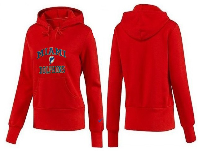 Nike Dolphins Team Logo Red Women Pullover Hoodies 02