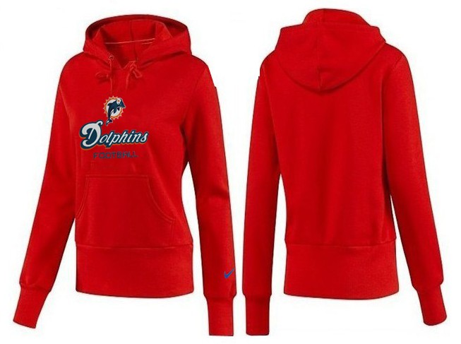 Nike Dolphins Team Logo Red Women Pullover Hoodies 03