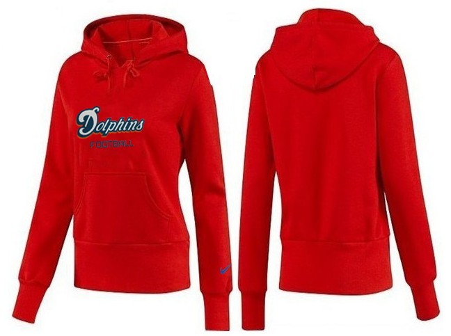 Nike Dolphins Team Logo Red Women Pullover Hoodies 04