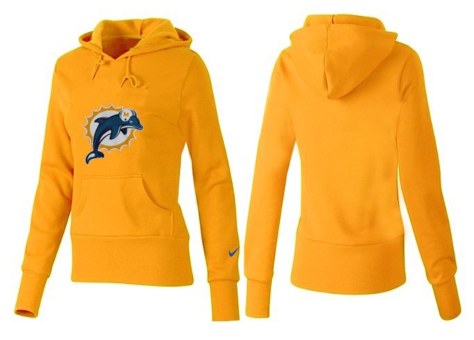 Nike Dolphins Team Logo Yellow Women Pullover Hoodies 01