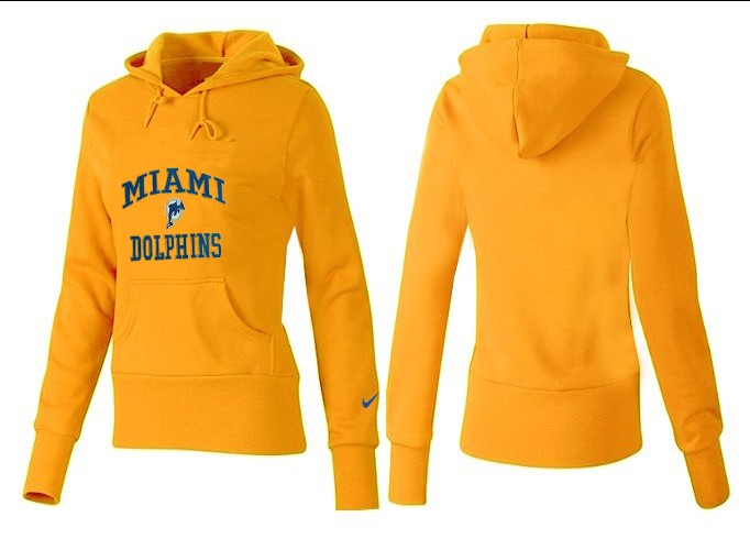 Nike Dolphins Team Logo Yellow Women Pullover Hoodies 02