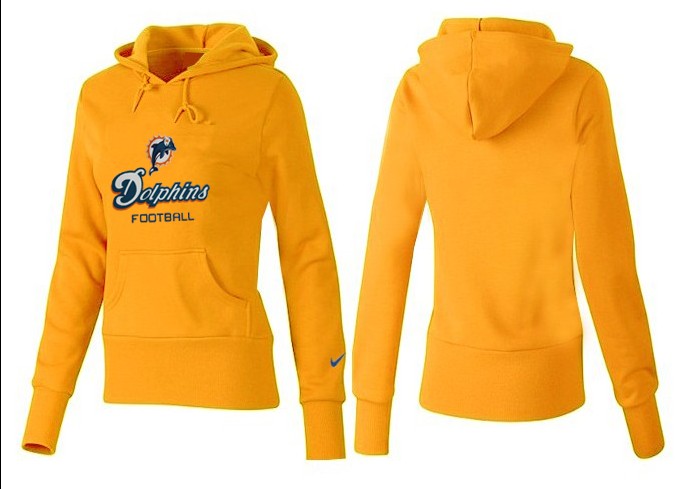 Nike Dolphins Team Logo Yellow Women Pullover Hoodies 03