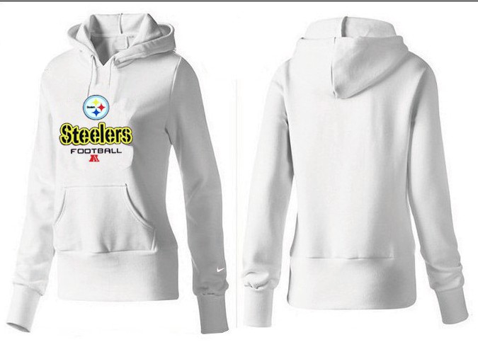 Nike Steelers Team Logo White Women Pullover Hoodies 05