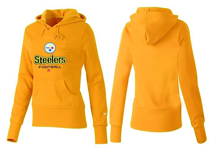 Nike Steelers Team Logo Yellow Women Pullover Hoodies 03