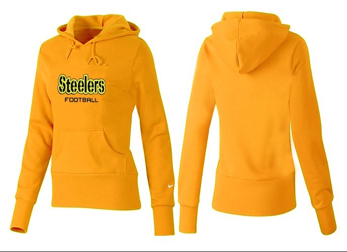 Nike Steelers Team Logo Yellow Women Pullover Hoodies 04