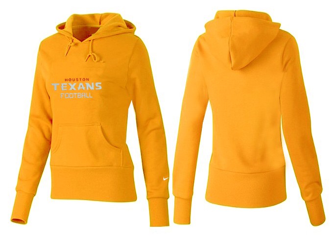 Nike Texans Team Logo Yellow Women Pullover Hoodies 04