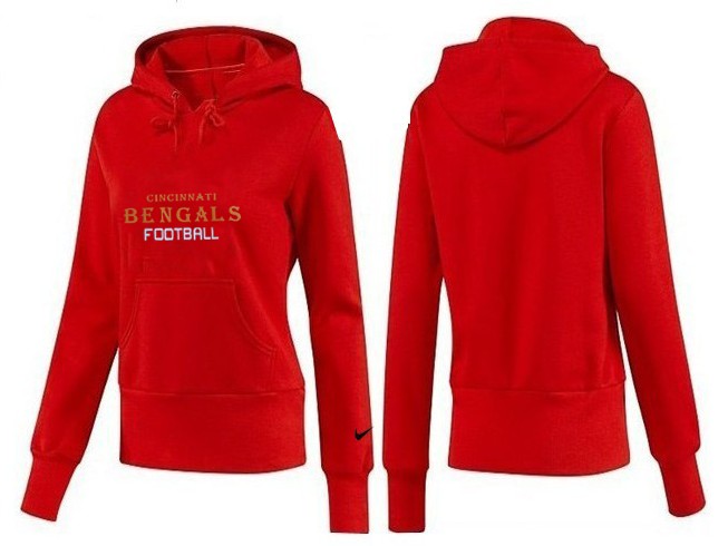 Nike Bengals Team Logo Red Women Pullover Hoodies 03
