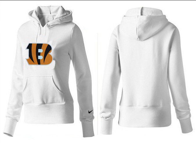 Nike Bengals Team Logo White Women Pullover Hoodies 01