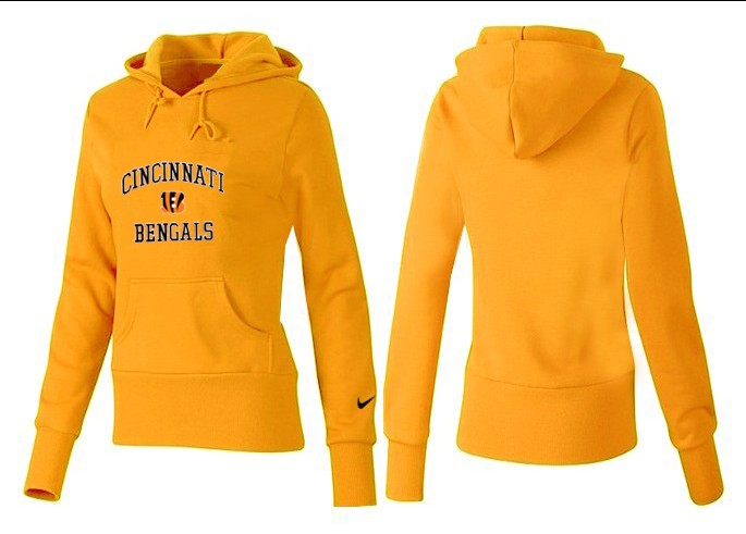 Nike Bengals Team Logo Yellow Women Pullover Hoodies 01