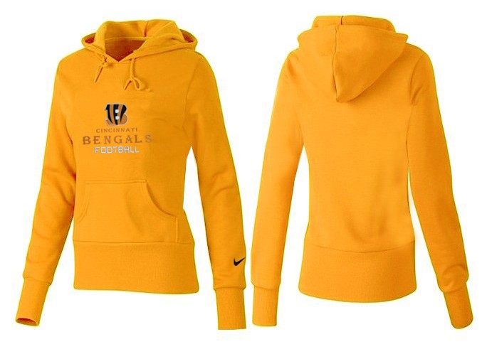Nike Bengals Team Logo Yellow Women Pullover Hoodies 02