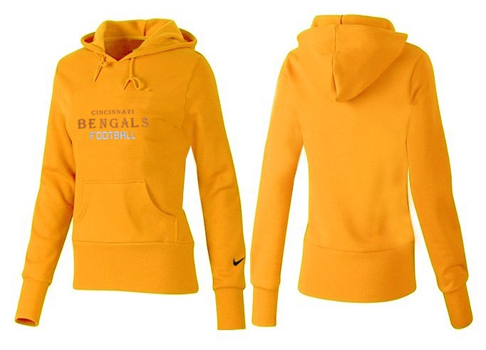 Nike Bengals Team Logo Yellow Women Pullover Hoodies 03