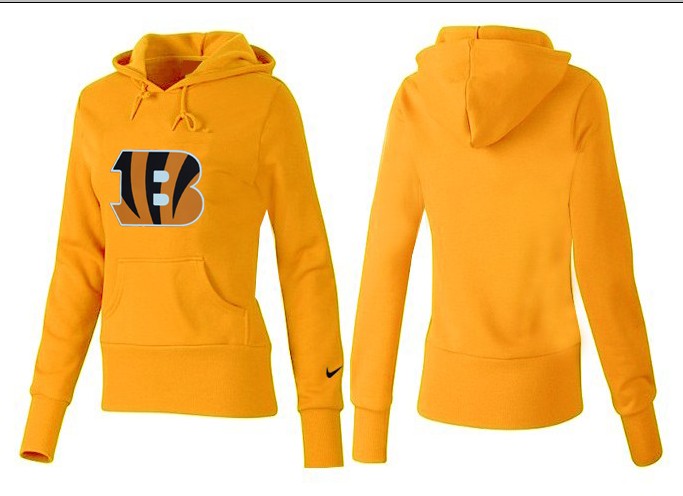 Nike Bengals Team Logo Yellow Women Pullover Hoodies 04
