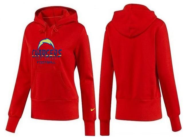 Nike Chargers Team Logo Red Women Pullover Hoodies 03
