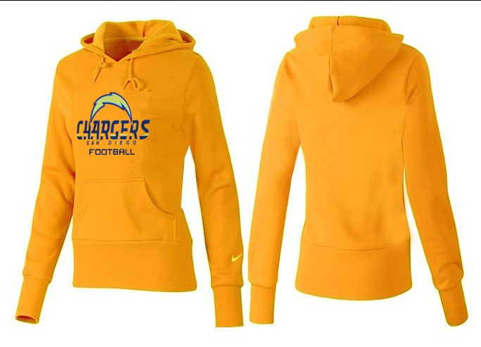 Nike Chargers Team Logo Yellow Women Pullover Hoodies 03