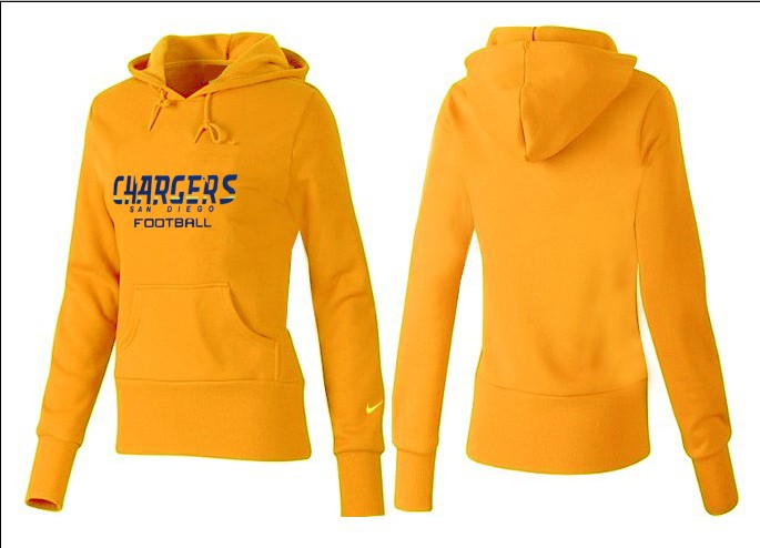 Nike Chargers Team Logo Yellow Women Pullover Hoodies 04