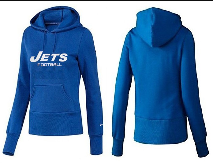 Nike Jets Team Logo Blue Women Pullover Hoodies 03