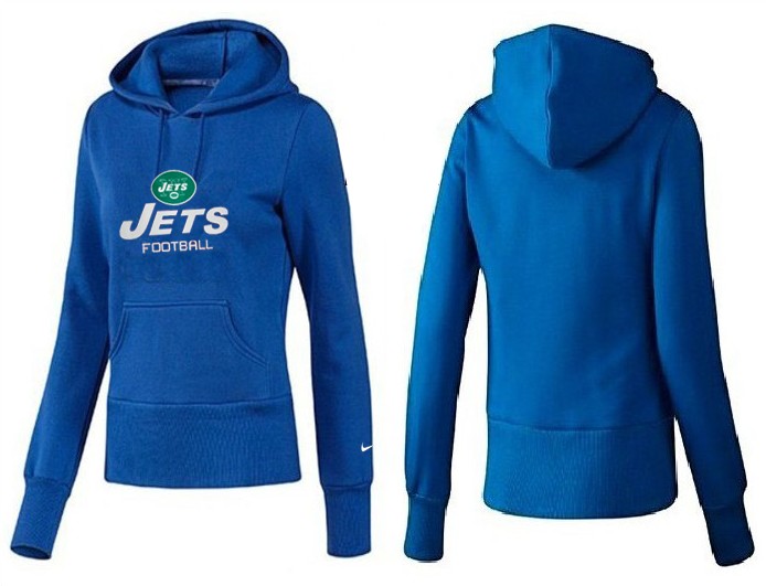 Nike Jets Team Logo Blue Women Pullover Hoodies 04