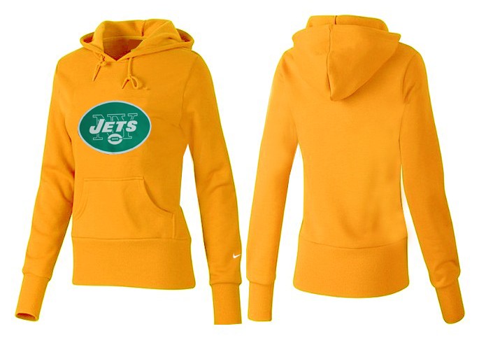 Nike Jets Team Logo Yellow Women Pullover Hoodies 01
