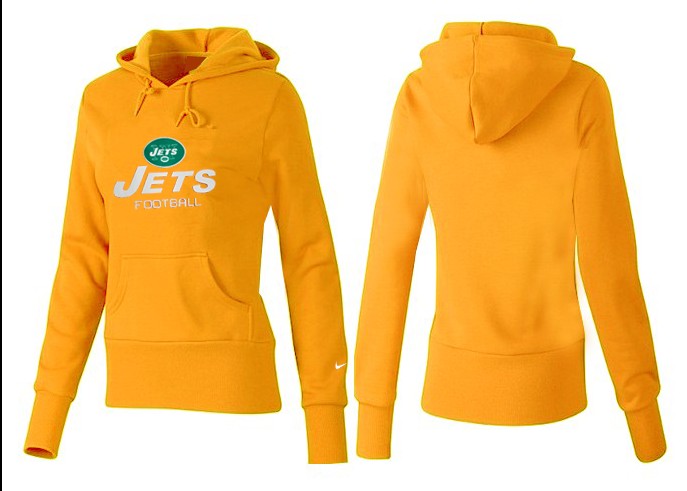 Nike Jets Team Logo Yellow Women Pullover Hoodies 02