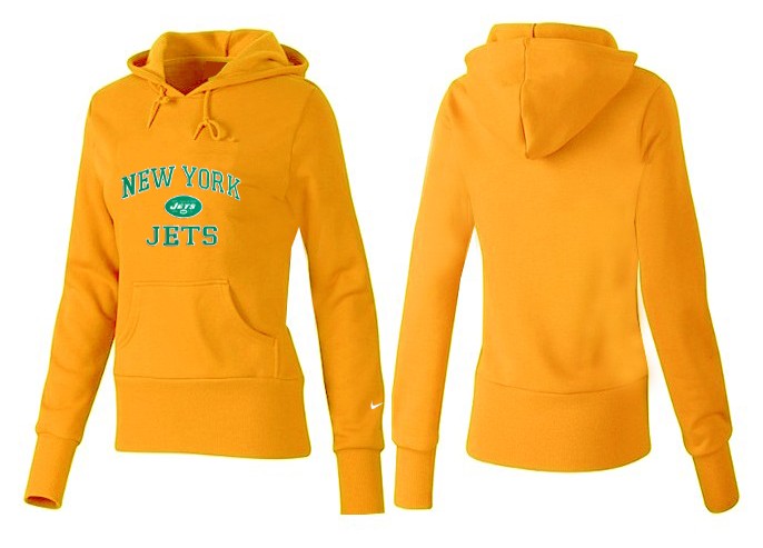 Nike Jets Team Logo Yellow Women Pullover Hoodies 03