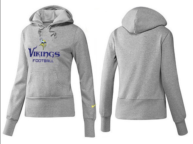 Nike Vikings Team Logo Grey Women Pullover Hoodies 03