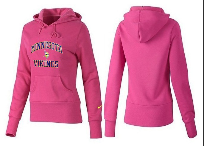 Nike Vikings Team Logo Pink Women Pullover Hoodies 02