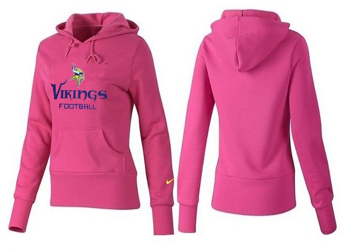 Nike Vikings Team Logo Pink Women Pullover Hoodies 03