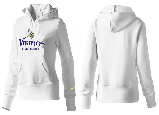 Nike Vikings Team Logo White Women Pullover Hoodies 02 - Click Image to Close