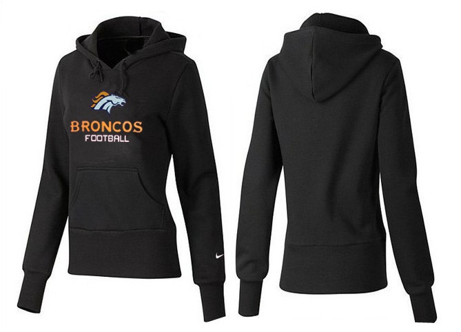 Nike Broncos Team Logo Black Women Pullover Hoodies 03