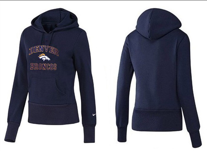 Nike Broncos Team Logo D.Blue Women Pullover Hoodies 02
