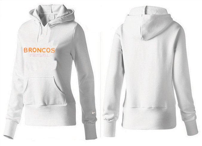 Nike Broncos Team Logo White Women Pullover Hoodies 02