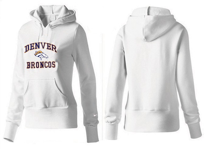 Nike Broncos Team Logo White Women Pullover Hoodies 03