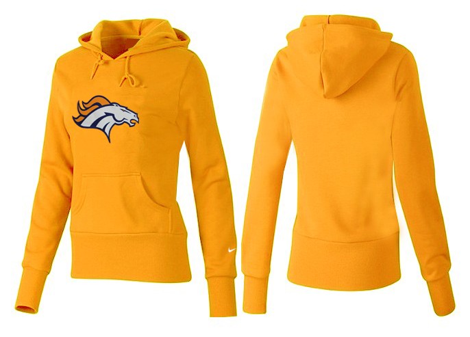 Nike Broncos Team Logo Yellow Women Pullover Hoodies 01