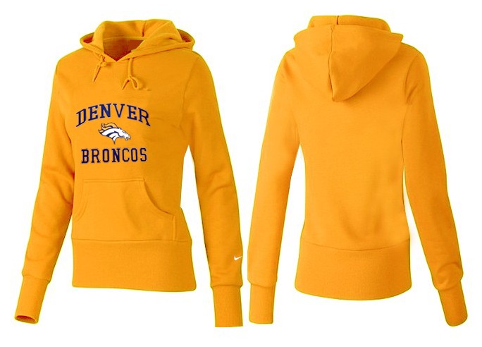 Nike Broncos Team Logo Yellow Women Pullover Hoodies 02